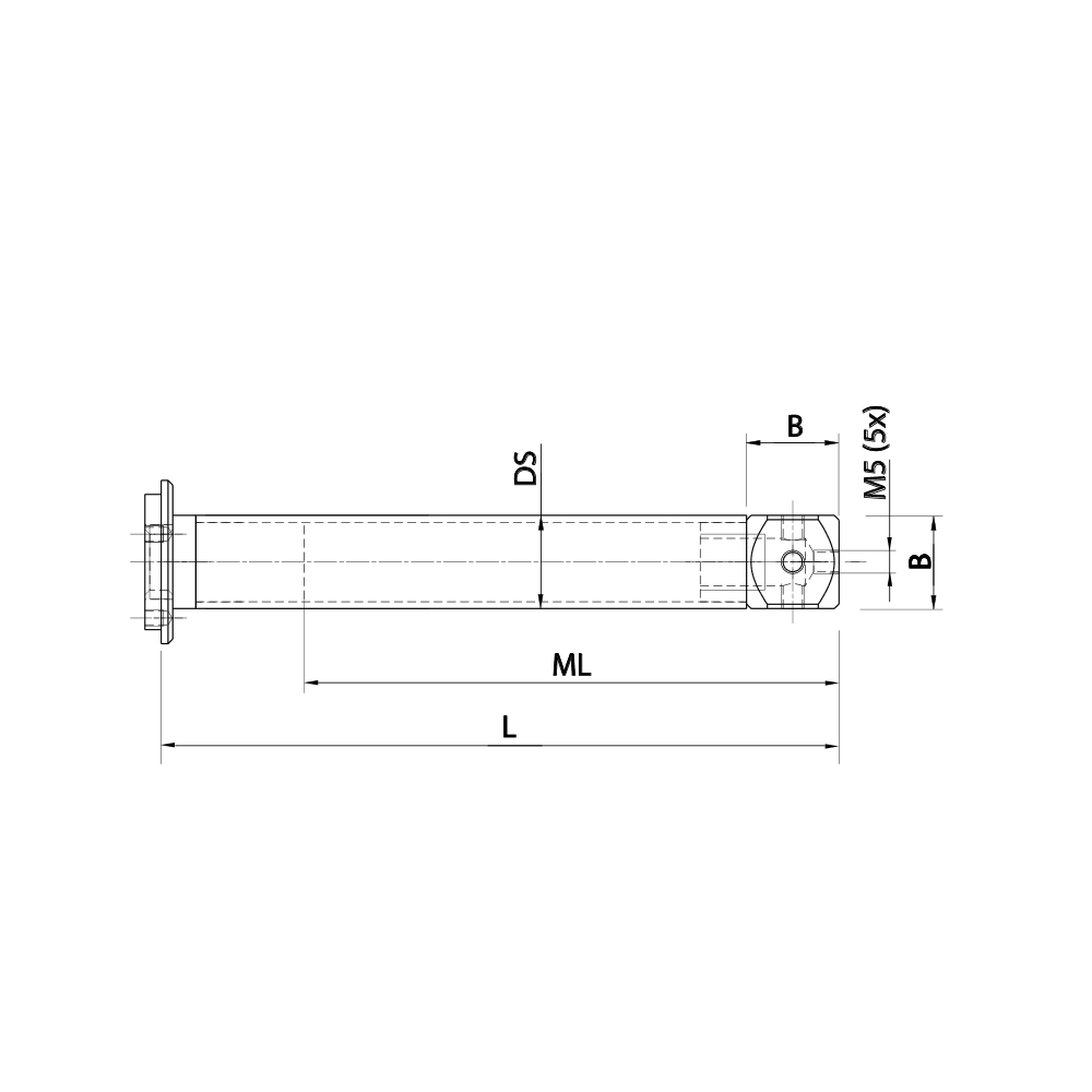Zeichnung vom Produkt M5 Tellerverlängerung Kohlefaser; L 66.5 mm; DS 11.0 mm; B 15.0 mm
