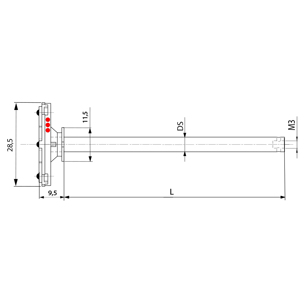 Zeichnung vom Produkt M3 Wechselteller TL4R für ZEISS XXT; L 75.0 mm
