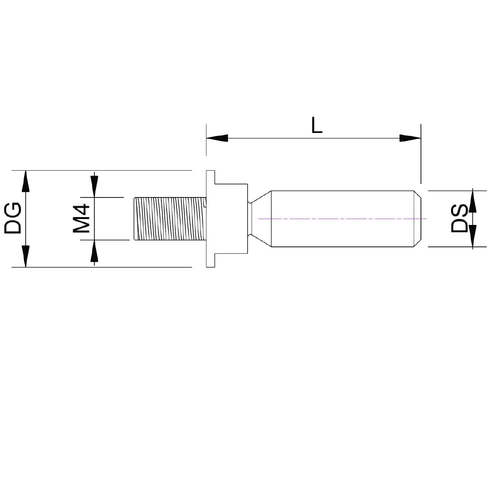 Zeichnung vom Produkt M4 Sollbruchstück; L 15.2 mm