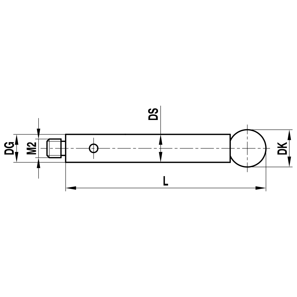 Zeichnung vom Produkt M2 Gerader Taster; DK 6.0 mm; L 28.0 mm