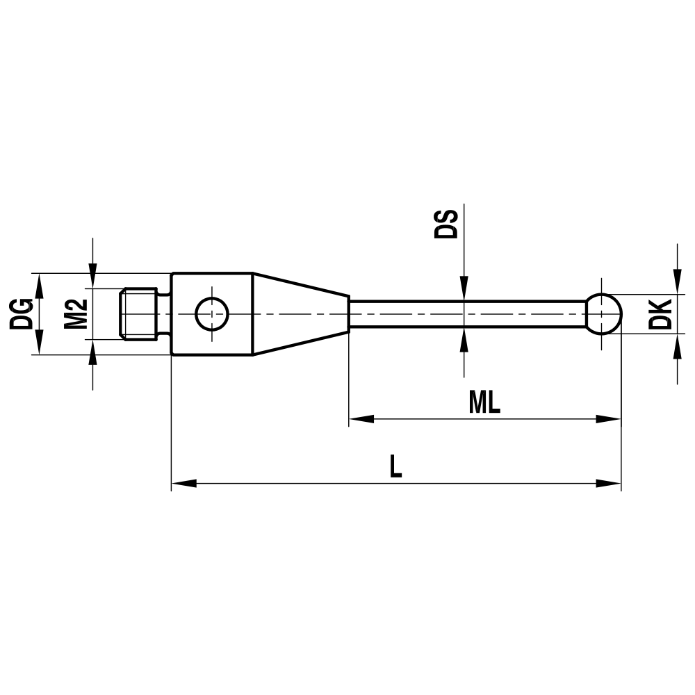 Zeichnung vom Produkt M2 Gerader Taster; DK 1.0 mm; L 10.5 mm