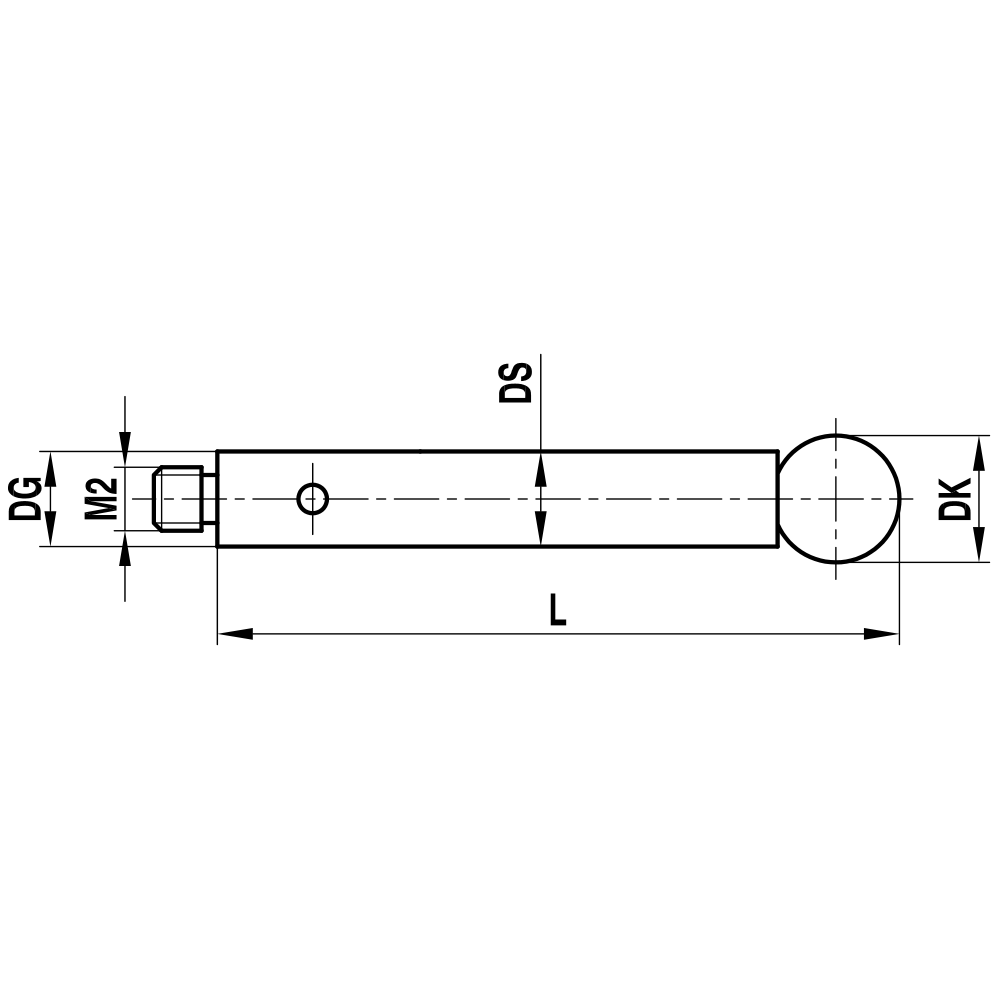 Zeichnung vom Produkt M2 Gerader Taster; DK 4.0 mm; L 32.0 mm